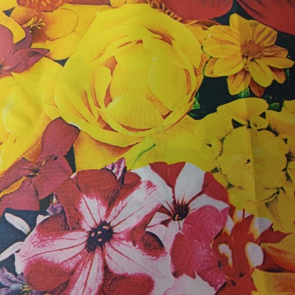 Floral Print Fabric Colorful Bright Red Yellow Purple Woven Non Stretch 3 Yards - Picture 6 of 9